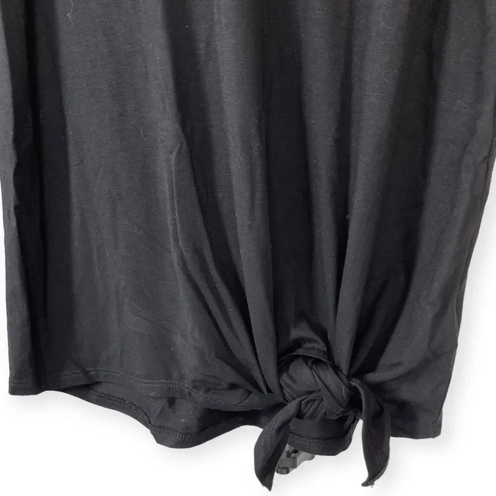 Girls L 10-12 Old Navy Black Sleeveless Active Shirt Front Knot Cut Out Back